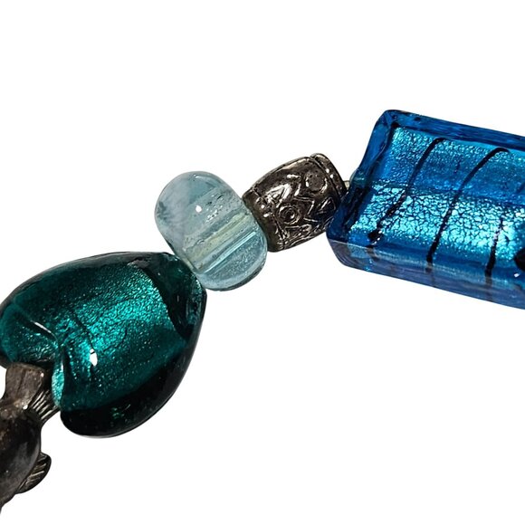 Boho Handmade Glass Bead Charm Bracelet Ocean Themed Design Beach Core Jewelry - Picture 4 of 7